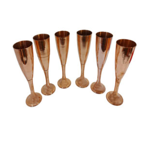 Set van 6 Koperen Wijnglazen – Model Sunflower – Handgehamerd