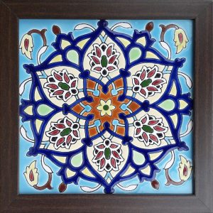 Decoratieve Perzische Ingelijste Keramische Tegel – Zahiri II