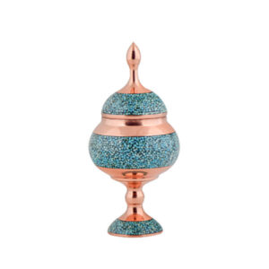 Handgemaakte Perzische Suikerpot met Turquoise Inleg Vira