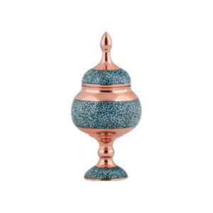 Handgemaakte Perzische Suikerpot met Turquoise Inleg