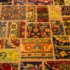Vintage Perzisch Handgeknoopt Patchwork Tapijt Geel