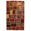 Vintage Perzisch Handgeknoopt Patchwork Tapijt Geel