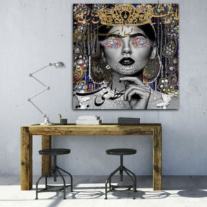 Perzisch Canvas Kunst – Koningin & Kalligrafie
