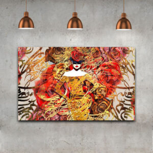 Perzisch Canvas Kunst – Oranje Kalligrafie