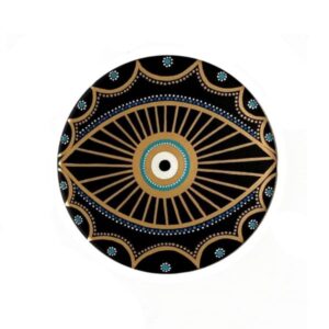 Handgeschilderd Decoratief Aardewerk Bord – Zwart Oog Model 1