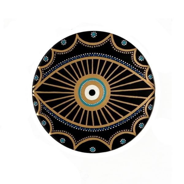 Handgeschilderd Decoratief Aardewerk Bord – Zwart Oog Model 1