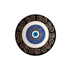 Handgeschilderd Decoratief Aardewerk Bord – Zwart Oog Model 2
