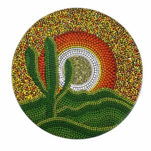 Decoratief Aardewerk Bord Handgeschilderd Cactus