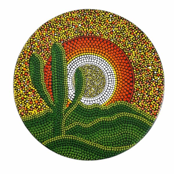 Decoratief Aardewerk Bord Handgeschilderd Cactus