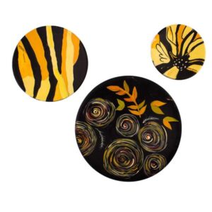 Handgeschilderd Decoratief Aardewerk Bord – Geel