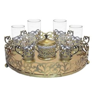 Perzische Metaal Thee & Koffie Set – Bronskleur