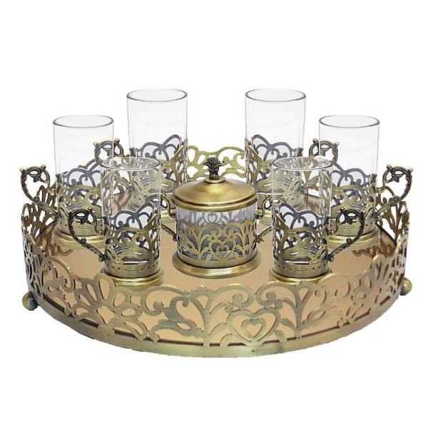 Perzische Metaal Thee & Koffie Set – Bronskleur