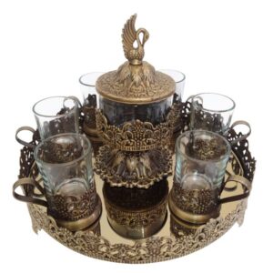 Perzische Metaal Thee & Koffie Set – Vintage Stijl Model Zwaan