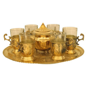 Perzische Metaal Thee & Koffie Set – Vintage Stijl Gouden