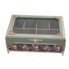 Blauwe Accenten Thee-Organizer Doos – Houten box met vakken
