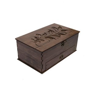 Castanje Bruine Houten Thee Organizer Doos met Perzische Touch