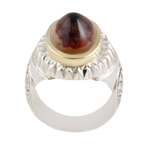 Perzische Sulemani Hakik Ring — Heren — Sterling Zilver — Model Yas