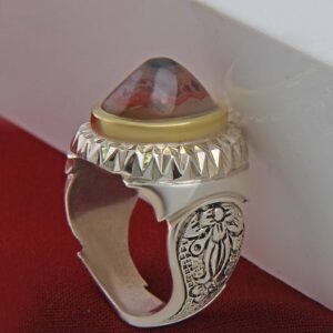 Perzische Sulemani Hakik Ring — Heren — Sterling Zilver — Model Yas