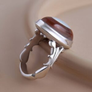 Perzische Sulemani Hakik Ring — Heren — Sterling Zilver — Rood Agaat