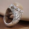 Perzische Sulemani Hakik Ring — Heren — Sterling Zilver — Crème Agaat