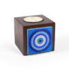 Perzisch Houten Kubus Theelichthouder Blauwe Cirkel (2X)