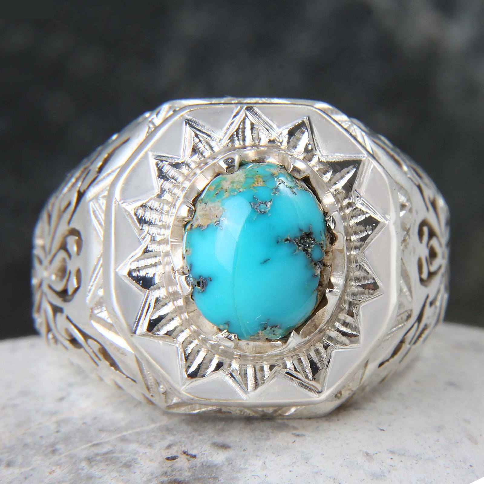 Zilveren Ring met Neyshabur Turkoois Ahmadi – Sterling Zilver