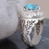 Zilveren Ring met Neyshabur Turkoois Mahan – Perzisch Design