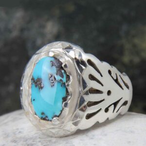 Zilveren Ring met Neyshabur Turkoois Mihani – Sterling Zilver