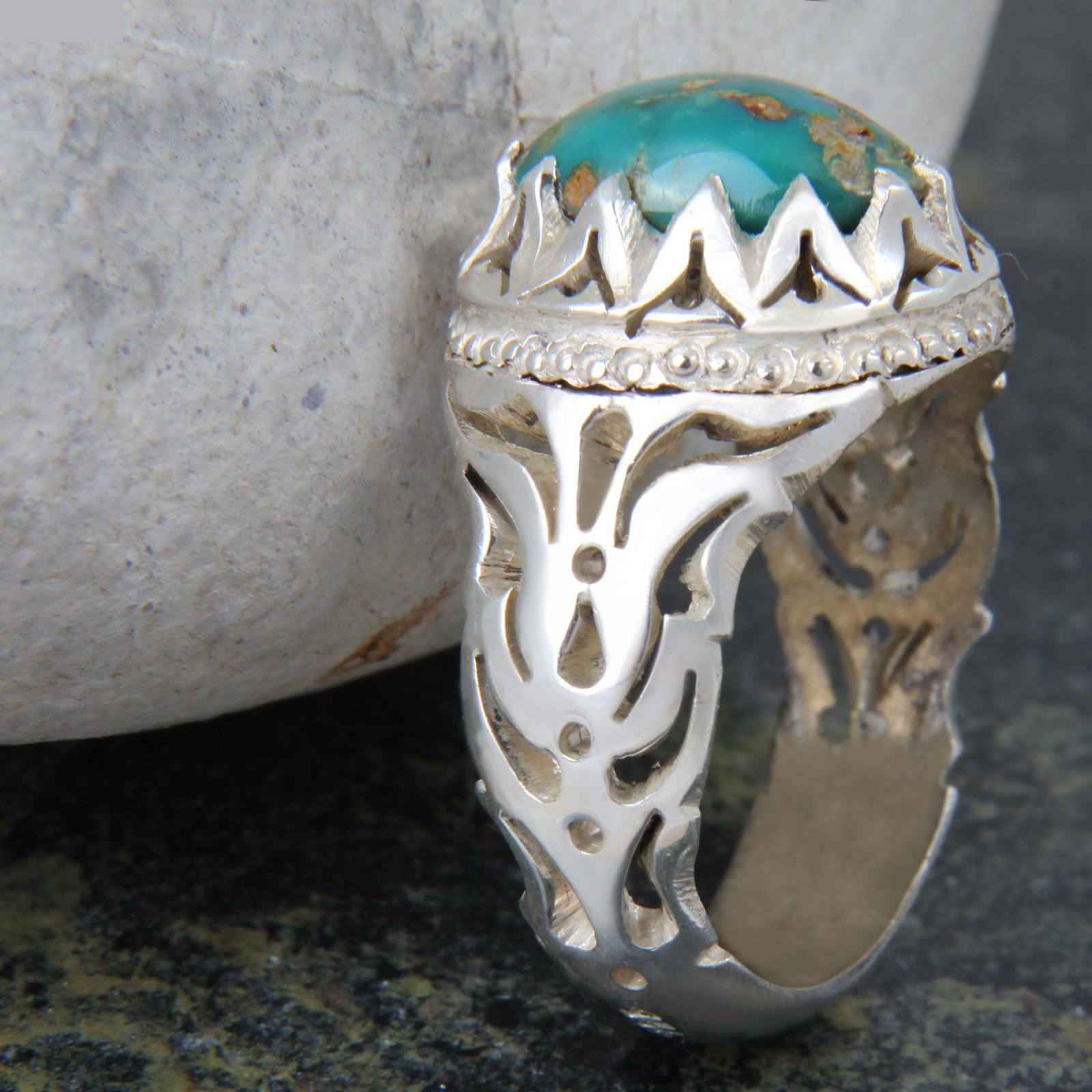 Zilveren Ring met Neyshabur Turkoois Sanam – Sterling Zilver