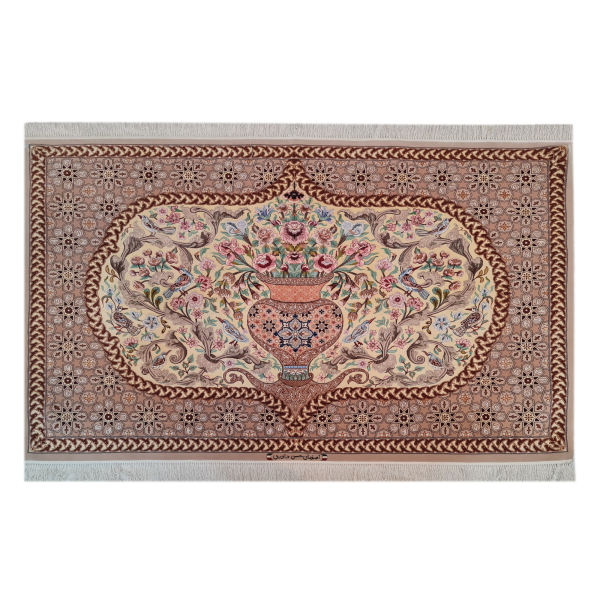 Handgeknoopte Perzische Wandtapijt uit Tabriz met Daavari Afbeelding