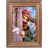 Handgeknoopte Perzische Beeldende Tapijt uit Tabriz met Gezicht Afbeelding