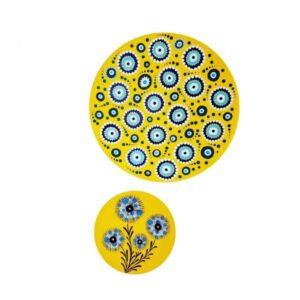 Handgeschilderd Decoratief Aardewerk Bord – Boze Oog (Set van 2)