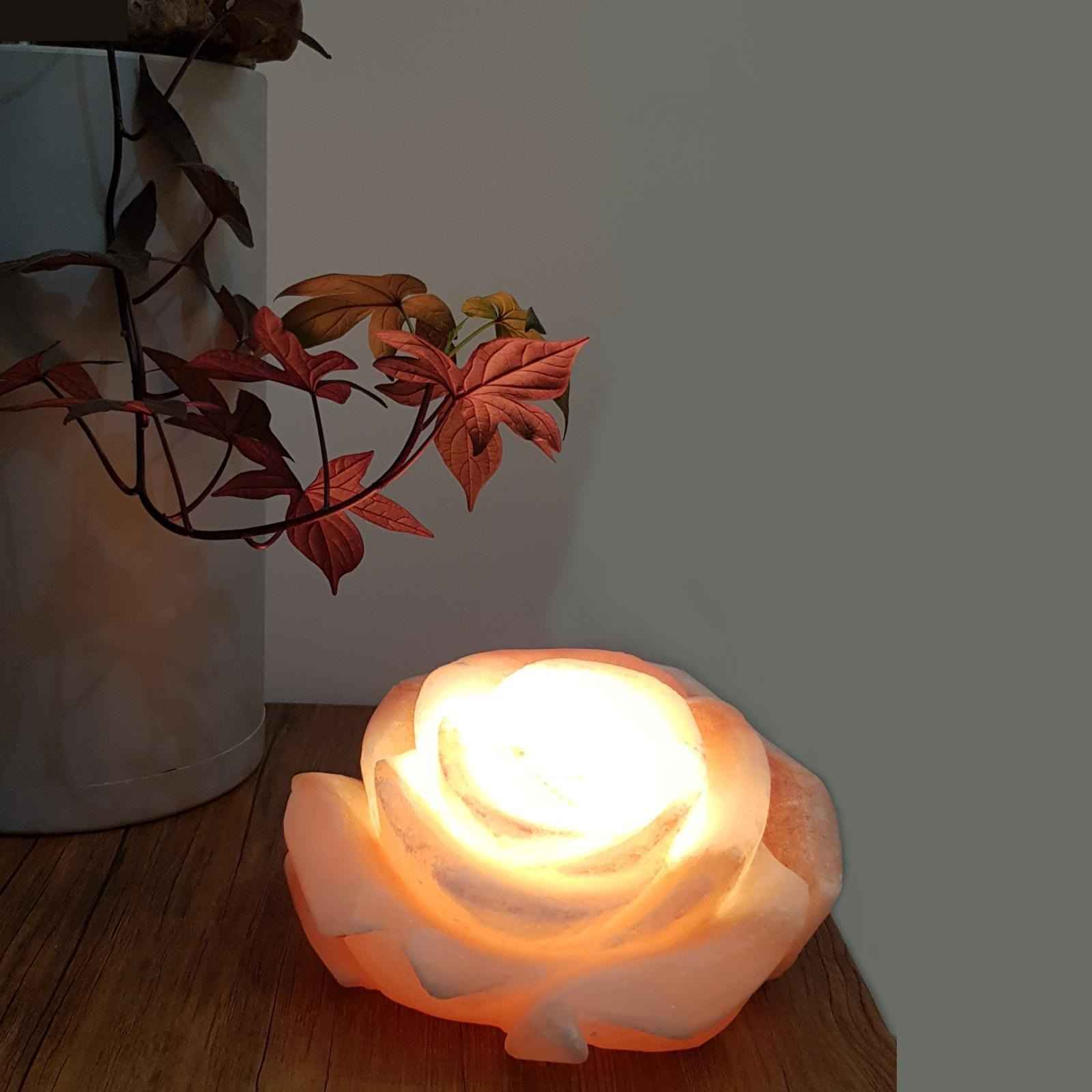 Perzische Bloem Zoutlamp – Handgemaakt Rozenontwerp