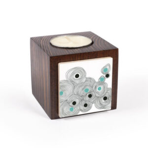 Perzisch Houten Kubus Theelichthouder Blauwe Oog (2X)