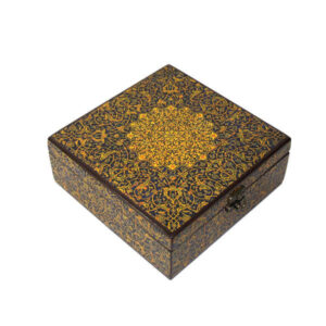 Elegante houten thee kistdoos met gouden Perzische accenten