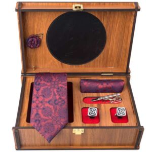 Luxueuze Heren Accessoires Set – Model Banafsheh Purper Bloemen
