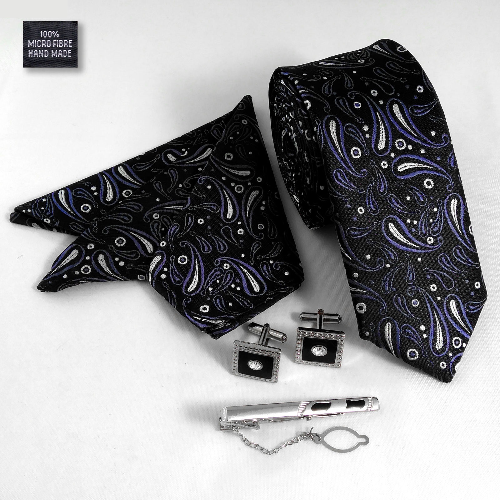 Luxueuze Heren Accessoires Set – Zwart Paisley