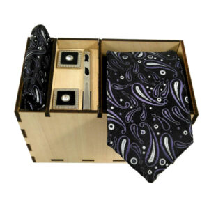 Luxueuze Heren Accessoires Set – Zwart Paisley