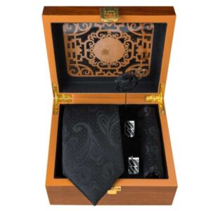 Luxueuze Heren Accessoires Set – Zwart Paisley II