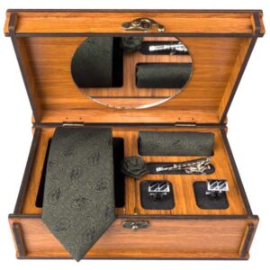 Luxueuze Heren Accessoires Set – Model Franco Grijs Paisley