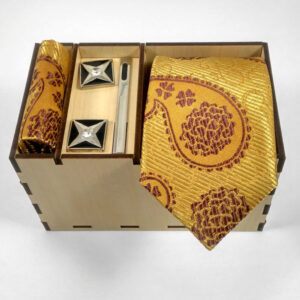 Luxueuze Heren Accessoires Set – Goud Bloemenpatroon