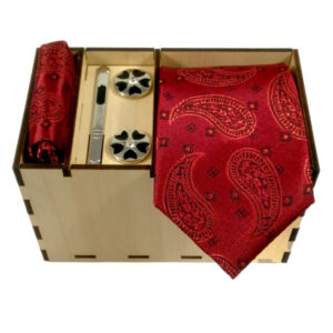 Luxueuze Heren Accessoires Set – Rood Paisley