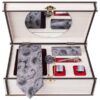 Luxueuze Heren Accessoires Set – Wit met Purperen Bloemen