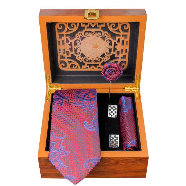 Luxueuze Heren Accessoires Set – Model Zereshki Roze Bloemen