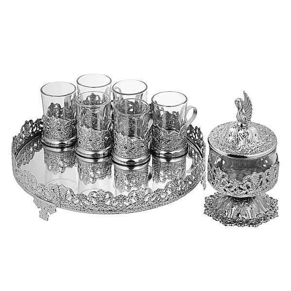 Perzische Thee Service Set Zilverkleur (8X)