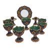 Groene Emaille Haft-sin Set voor Nowruz (Minakari)