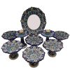 Donkerblauwe Emaille Haft-sin Set voor Nowruz (Minakari)