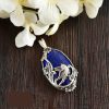 Perzische gegraveerde zilveren hanger met lapis lazuli