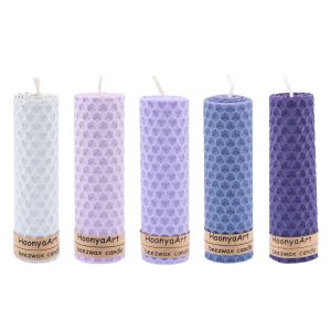 Set van 5 Bijenwas Pilarenkaarsen – Blauw (Set van 2)