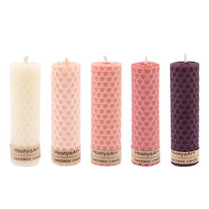 Set van 5 Bijenwas Pilarenkaarsen – Roze (Set van 2)